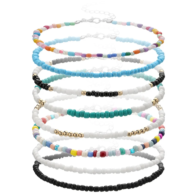 

1 PC Dore Box Handmade Beaded Anklet Seed Bead Adjustable Colorful Ankle Bracelet On The Leg Foot Jewelry For Wom M 21.5cm