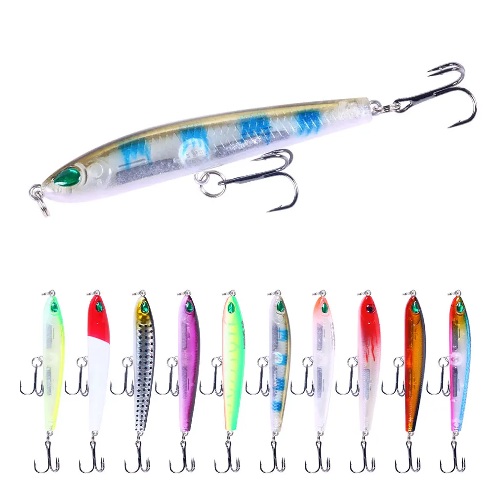 

HENG JIA 1 шт. 8 см, вес: 9 гр, блесна, приманка для рыбалки карандаш жесткая наживка Isca искусственный шатается медленно опускается на дно реалисти...