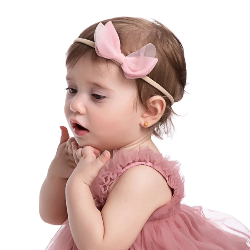 

Mesh Lace Pure Color Photography Props Toddler Newborn Headwear Baby Headband Hair Accessories Bowknot Hairband