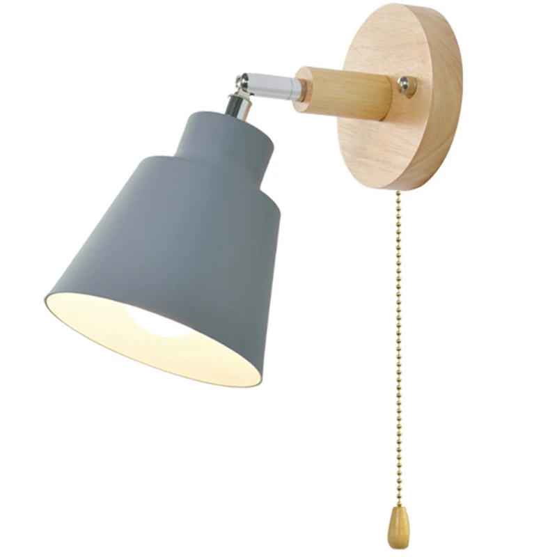 

Скандинавский деревянный настенный светильник прикроватный настенный светильник бра настенный светильник для спальни коридор с переключ...