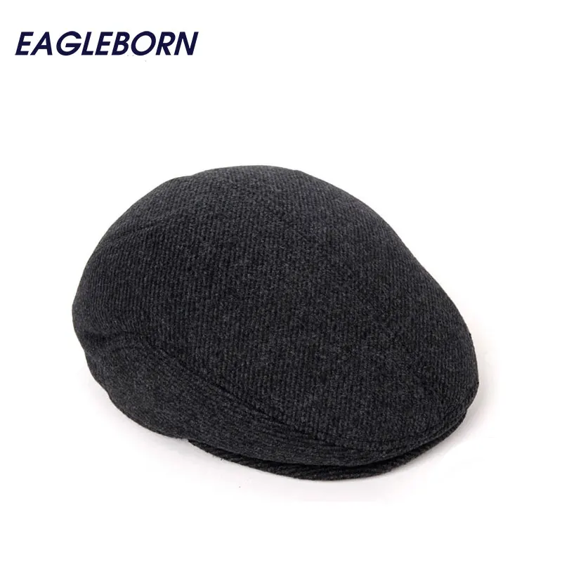 2021 Brand New Winter Beret Hat Thicken Cap Ear Cap snapback Woolen Solid Stripe Foldable Hats casquette Gorras Planas Flat Caps