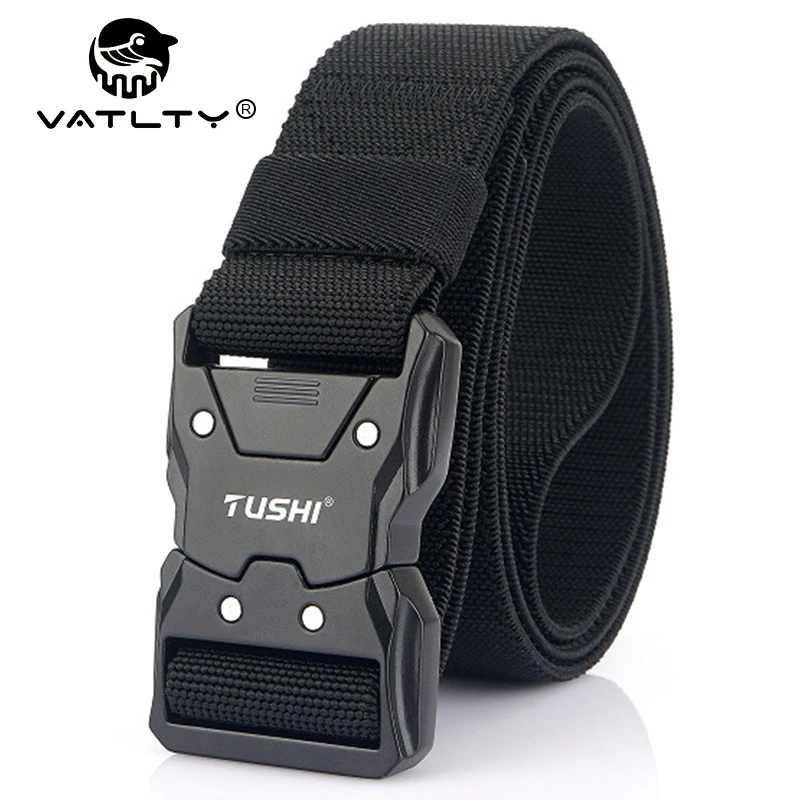 VATLTY New Unisex Elastic Belt Hard Alloy Quick Release Buckle Tough Stretch Nylon Men's Military Tactical Belt Work Accessories