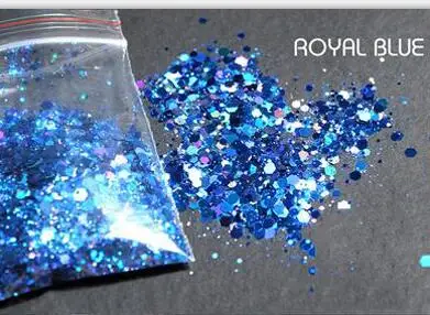 color7 royal blue Праздничный блестящий комплект 24 цветов+ 500 г Смешанные блестки Единорог Русалка Лицо Тело 24 массивный блеск смешанный голографический микс, JK871 - Цвет: color7 royal blue