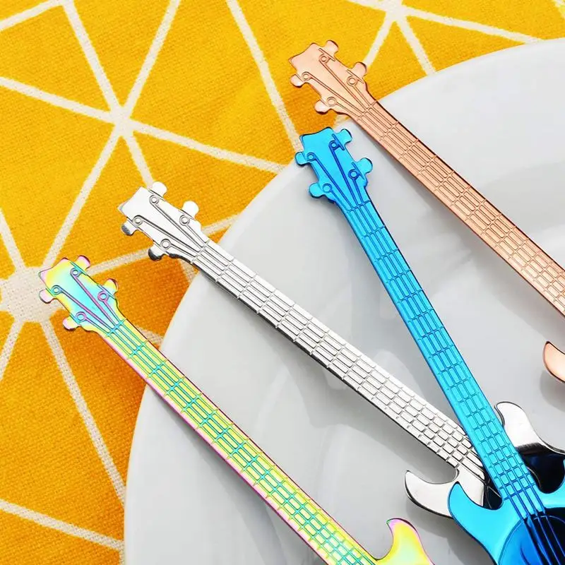 Набор из 4 гитарных кофейных ложек нержавеющей стали Demitasse ложки десертные