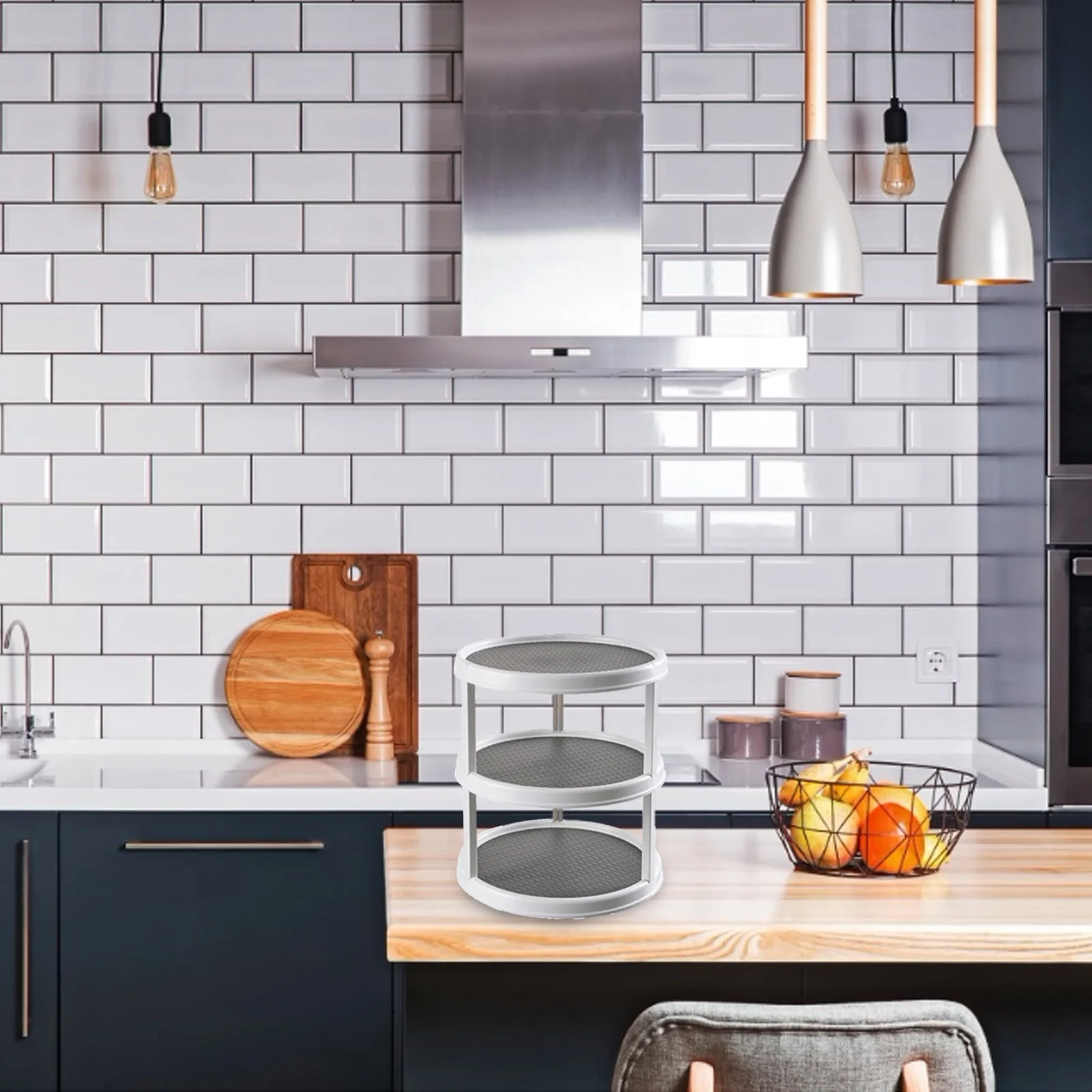 

3-layer spice organizer 360 rotating non-slip anti-drop turntable kitchen storage tool rack