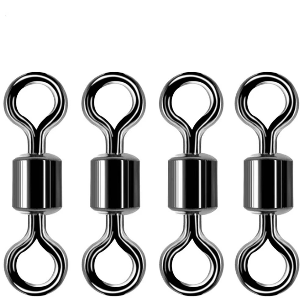 

50pcs Bearing Swivel Solid Ring Fishing Connector 1#-14# Barrel Rolling Stainless Steel Beads Fishing Sea Fishing Accessories