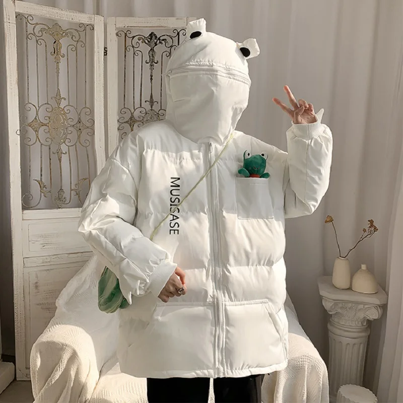 Lovers Thicken Cartoon Hooded Cotton Jacket Men's Autumn and Winter Korean Trendy Brand Design Loose Bread Jacket Harajuku Coat