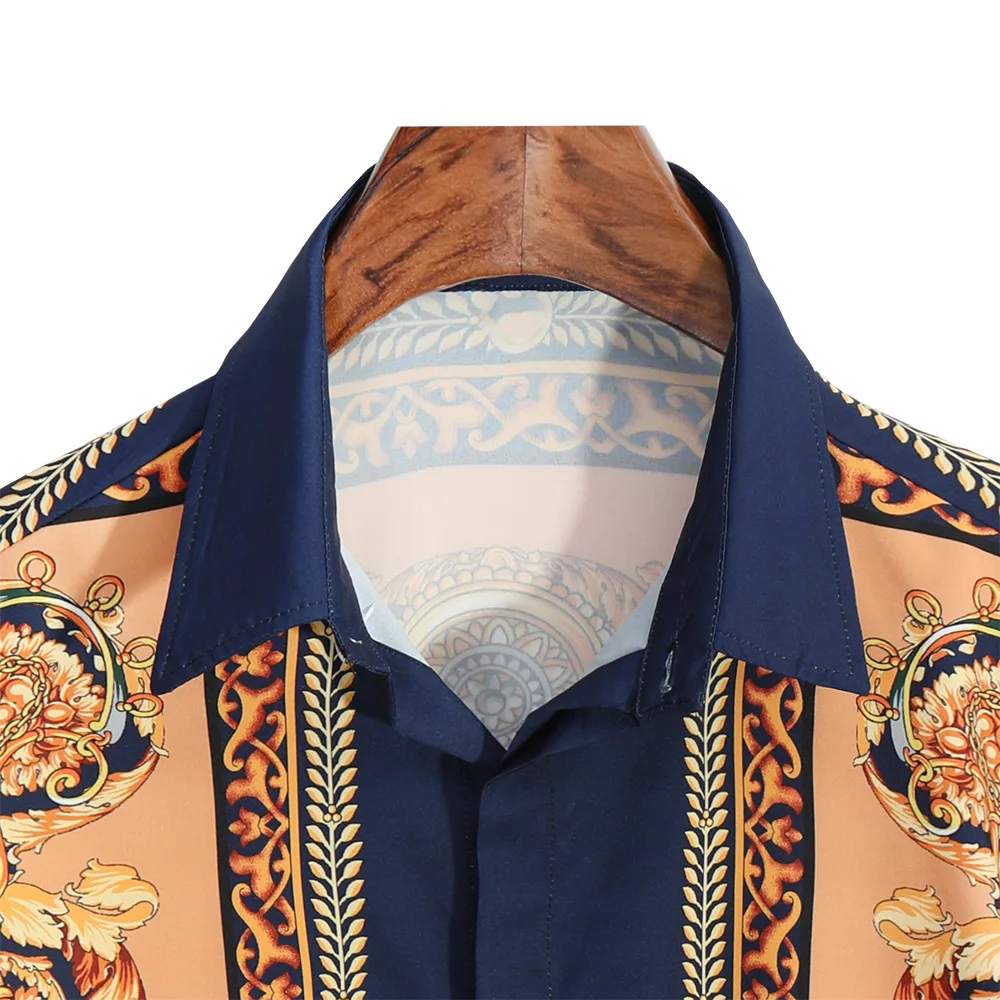 Рубашка мужская с длинным рукавом роскошная брендовая модная сорочка на