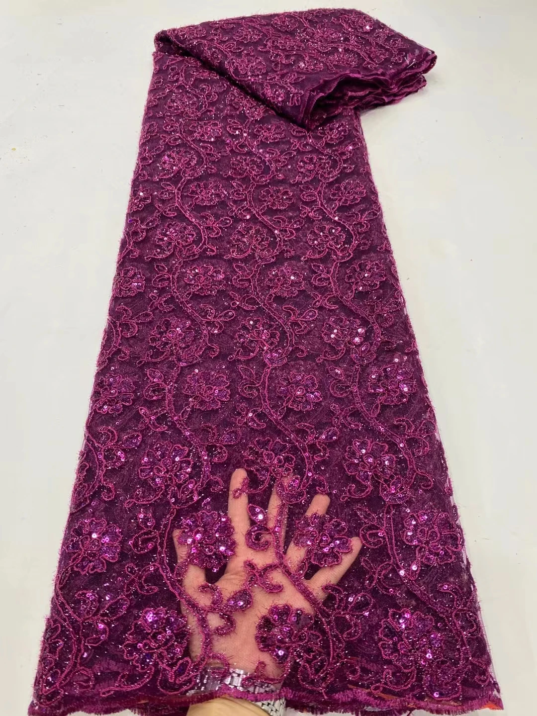 

DPN52 Most popular design embroidered French lace with sequins,good quality African net lace fabric for lady dress!