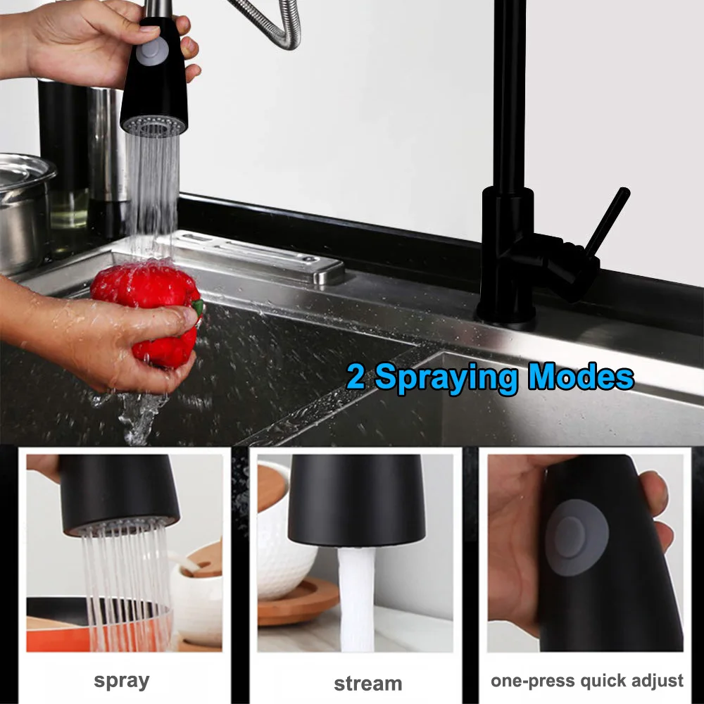 Латунный кухонный кран Senducs черный бронзовый выдвижной для горячей и холодной