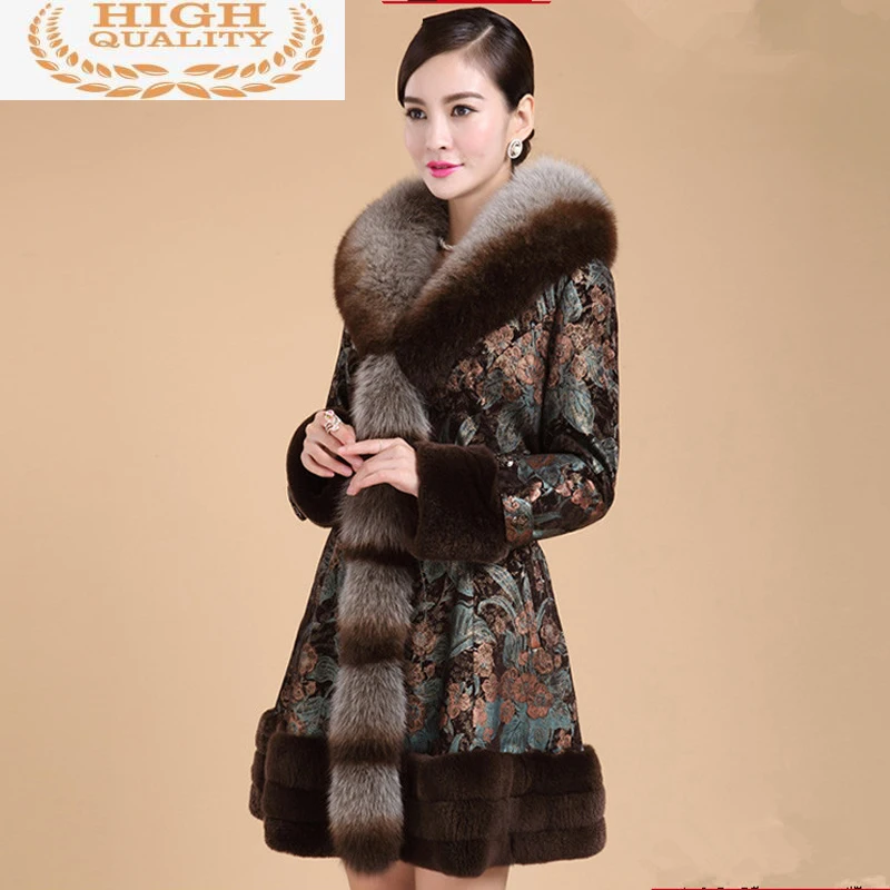 

Inter Genuine Leather Jacket Women Real Fox Fur Collar Sheepskin Coat Female Rabbit Fur Down Jackets Plus Size 6xl MY
