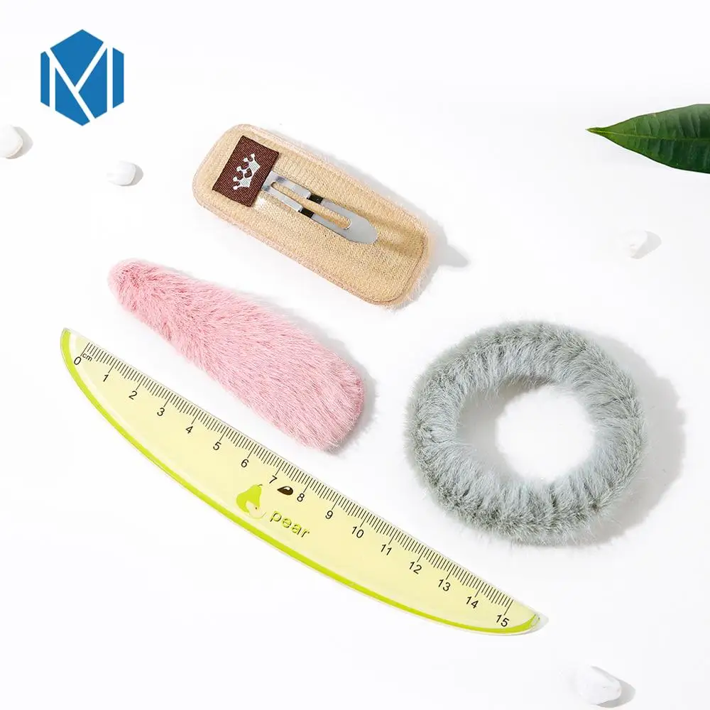 M MISM 3 шт./компл./набор корейские женские плюшевые заколки для волос резинка набор