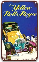 the yellow rollsroyce 1964 tin signs vintage movies fashion for man office outdoors party room 8x12 inches