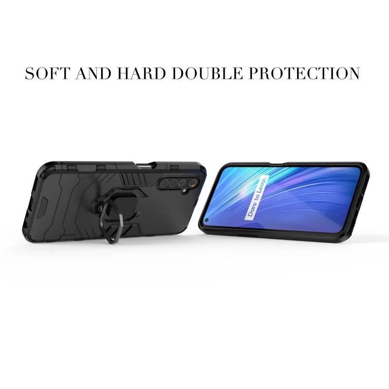 Чехол для телефона OPPO Realme 6 чехол броня PC кольцо держатель Kickstand жесткий