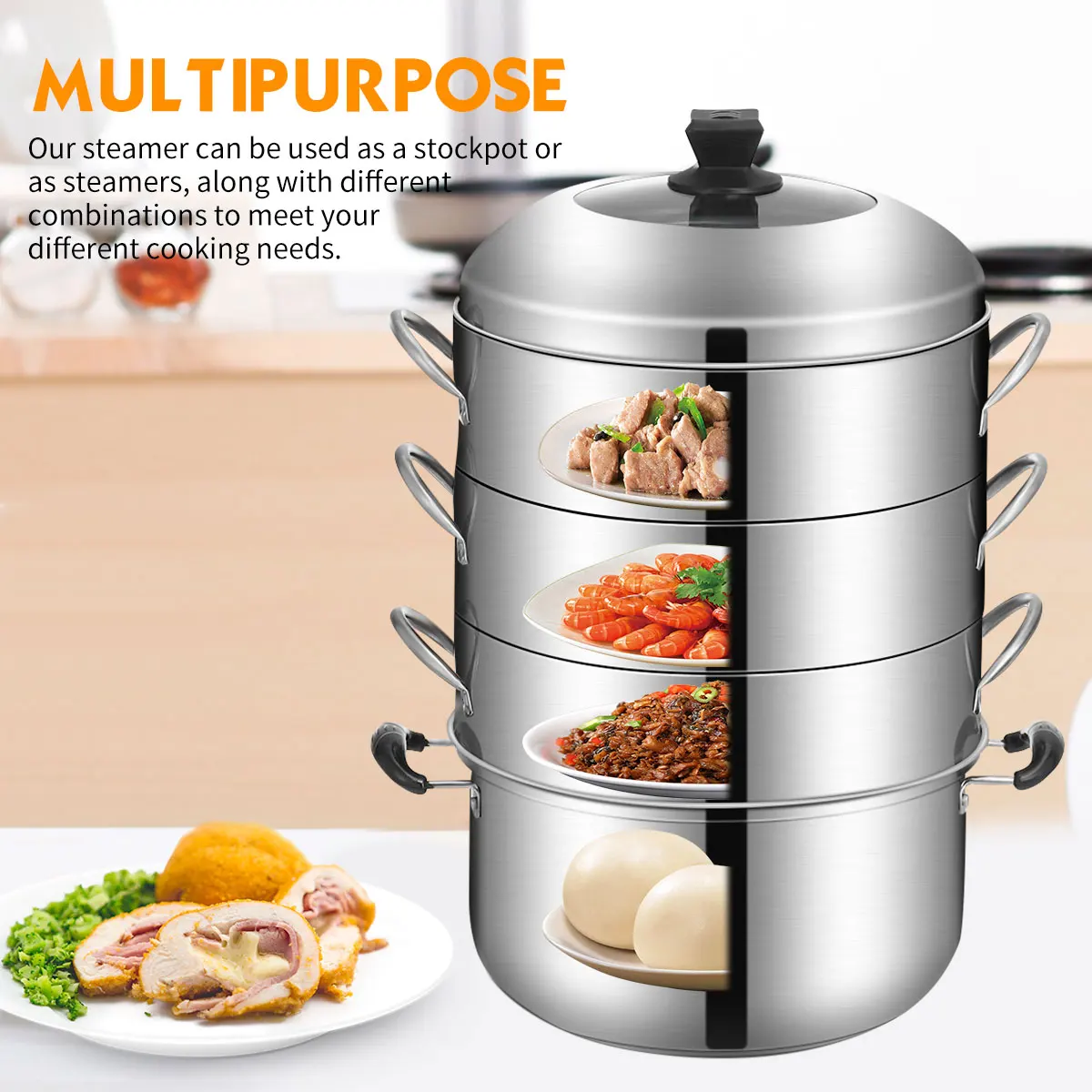 

3 слоя Нержавеющая сталь толстые Пароварка кастрюля для супа, паровой котел с ручкой Универсальный Пособия по кулинарии горшки для индукци...