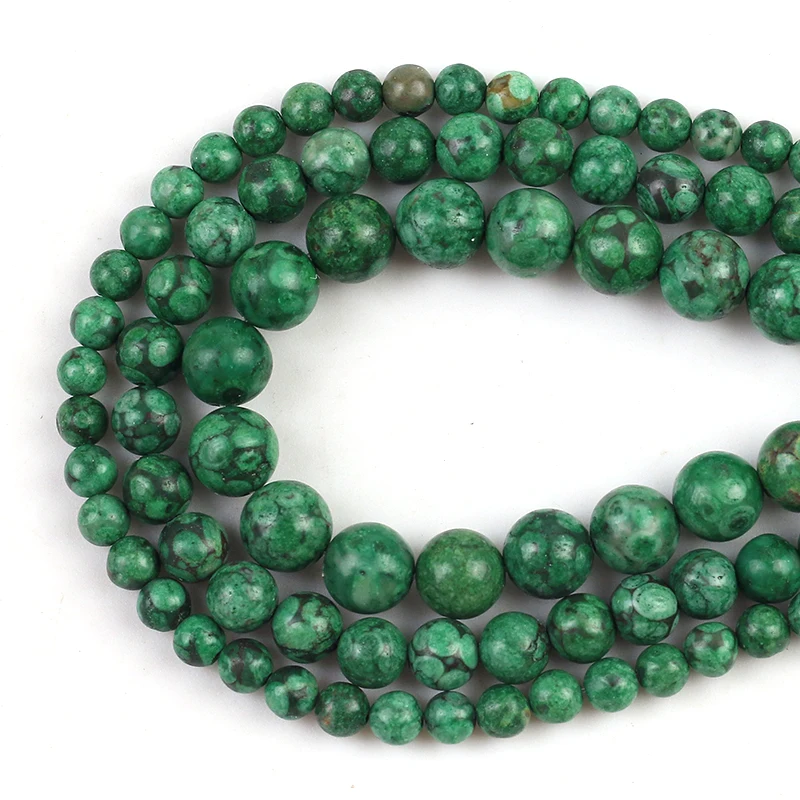 

Natural Stone Beads Green Medical Round Loose Spacer Beads 15''Strand 6/8/10mm for Jewelry Making DIY Bracelet