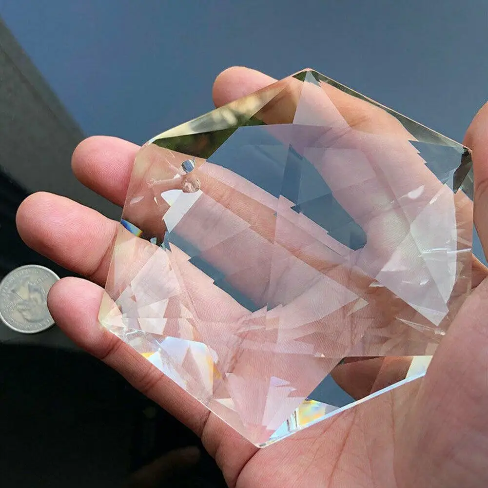 Стеклянная хрустальная люстра 100 мм искусство радужная гексаграмма призма Ловец