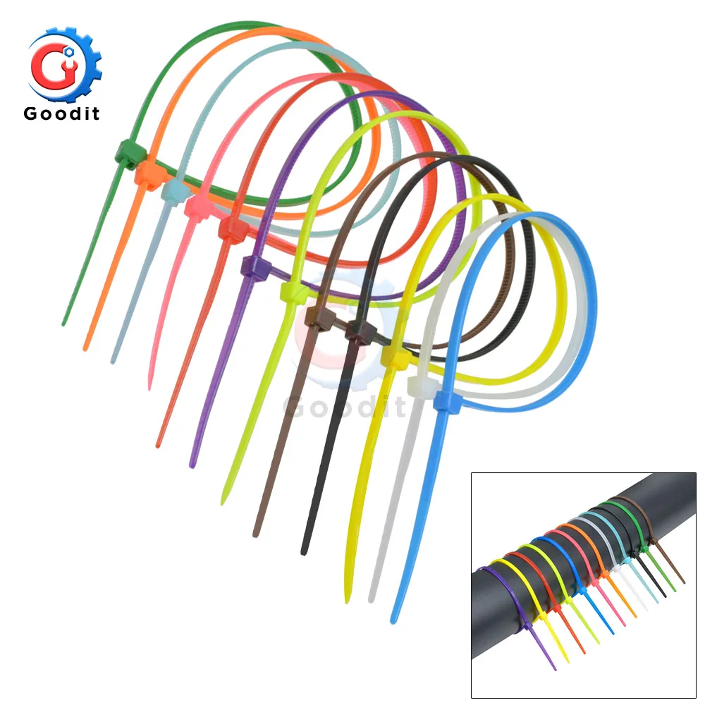 100 шт. 150 мм самоблокирующиеся Нейлоновые кабельные стяжки 5 91 дюйма 12 цветов