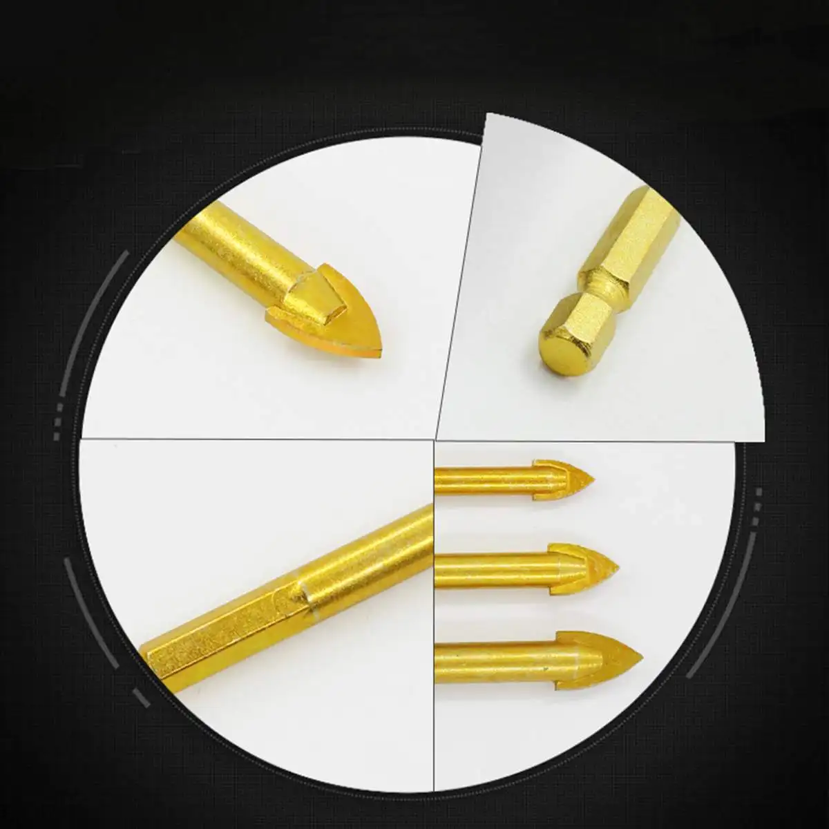 

5/6/7Pcs 1/4'' Hex Shank Tungsten Carbide TCT Glass Drill Bits Set Titanium Coated Power Tools Accessories Wall/Glass Hole Dril