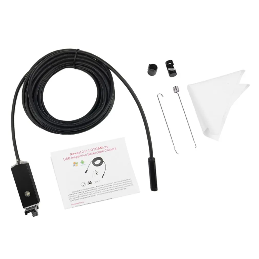 2 в 1 Съемка фото эндоскоп камера Светодиодная лампа Регулируемый USB IP67