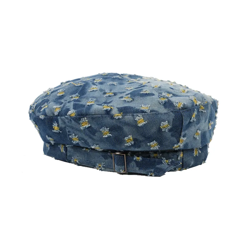 

French Style Hole Cowboy Vintage Women's Hat Beret Plain Cap Girl's Breathable summer Berets Hats Parent child Caps