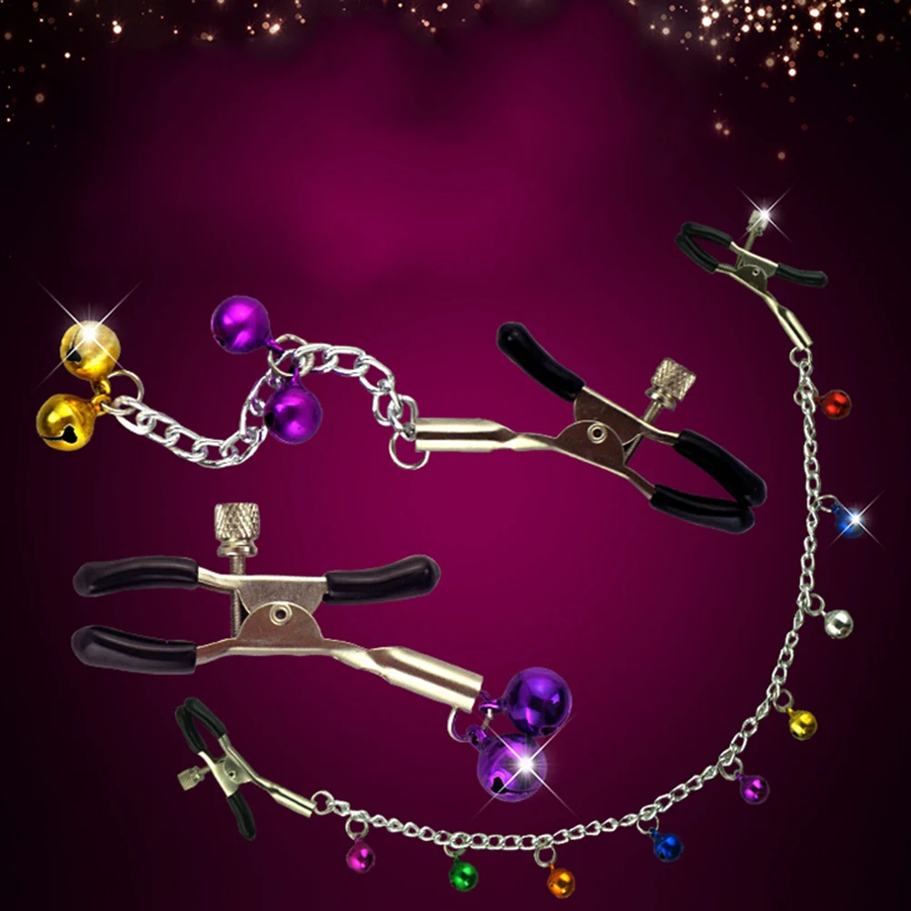 1 пара металлический колокол соски с цепочкой для флирта теребят секс флирт