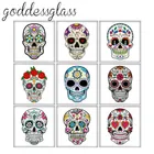 Новинка; Платье с цветочным узором в виде черепа узоры в стиле панк с квадратным 10 шт. Смешанные 12 мм20 мм25 мм30 мм кабошоны разрисованные изделия из стекла демо с плоской задней частью, украшения своими руками