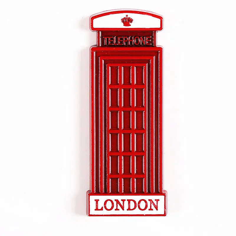 telephone booth Магнит на холодильник сувенирное украшение Франция Великобритания Германия США Нью-Йорк Индия Металлическая магнитная наклейка на холодильник - Цвет: telephone booth