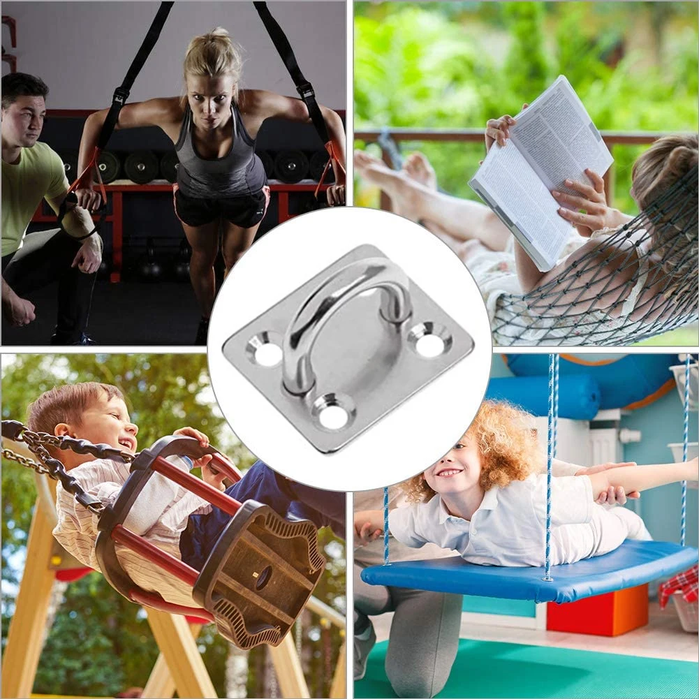 

6Pcs Durable Stainless Steel 304 Wire Eye Straps Saddle Clip Boat Yacht Ship Marine Plate Staple Ring Hook Handle Doorknob