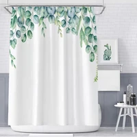 green tropical shower curtains leaves printed 3d simple natural plant leaf waterproof polyester cloth bathroom curtain decor set