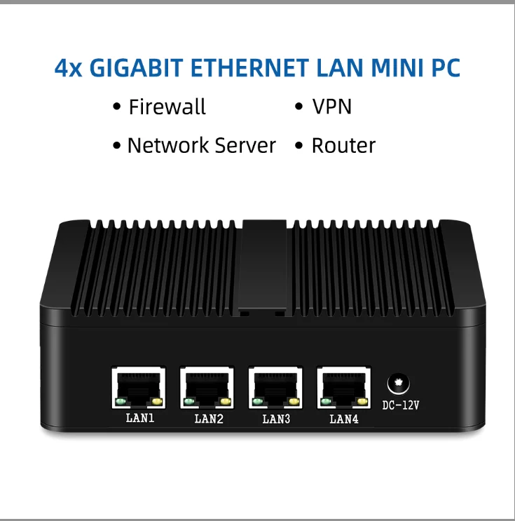 Безвентиляторный мини ПК брандмауэр PFsense маршрутизатор Intel Celeron J1900 J1800 4 * LAN Gigabit