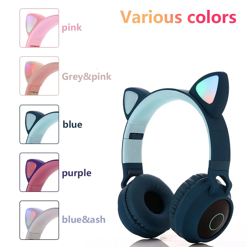 Bluetooth наушники Willkey с милыми кошачьими ушками стереонаушники со светящимися