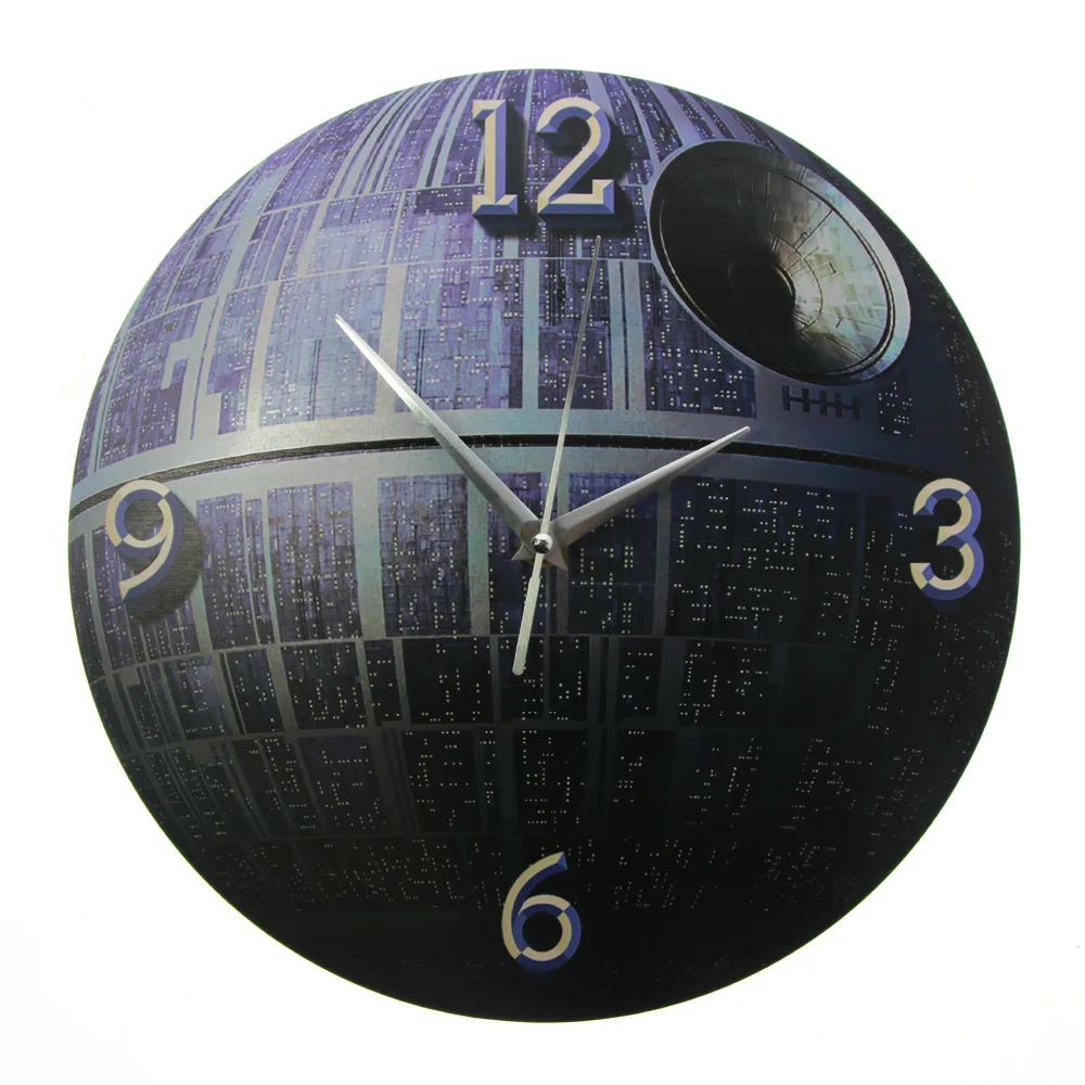 

Death Star Pattern Round 3D Effect Printed Wall Clock Fictional Mobile Space Sations Home Decor Modern Non-ticking Planet Watch