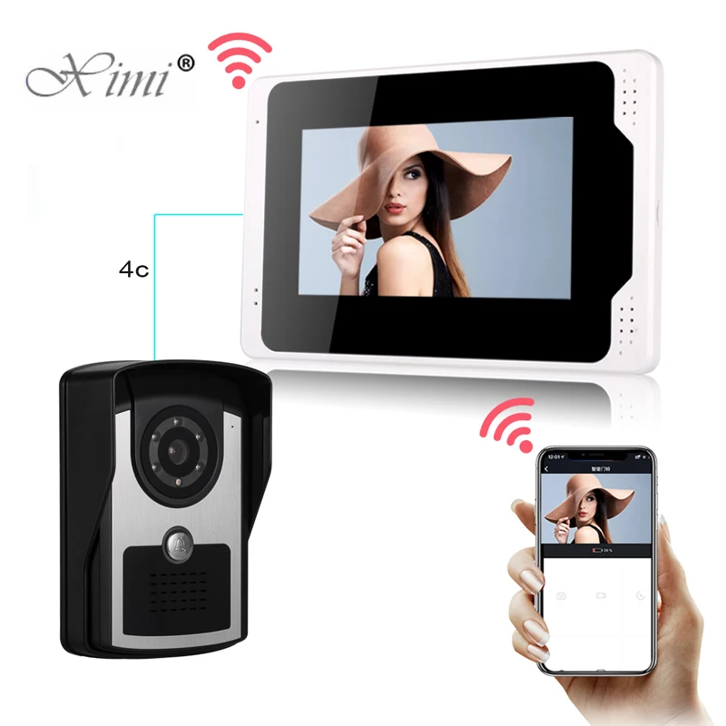 

Video Intercom Wired Video Door Phone Doorbell with 7- inch Color Monitor and Waterproof Doorbell Support Unlock