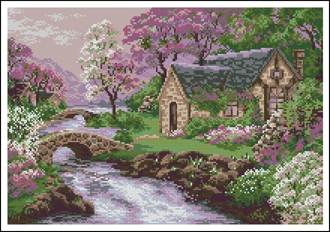

Фиолетовый пейзаж маленькой речной деревни Высококачественная вышивка рукоделие 14 карат наборы для вышивки крестиком без принта «сделай сам» Домашний декор ручной работы