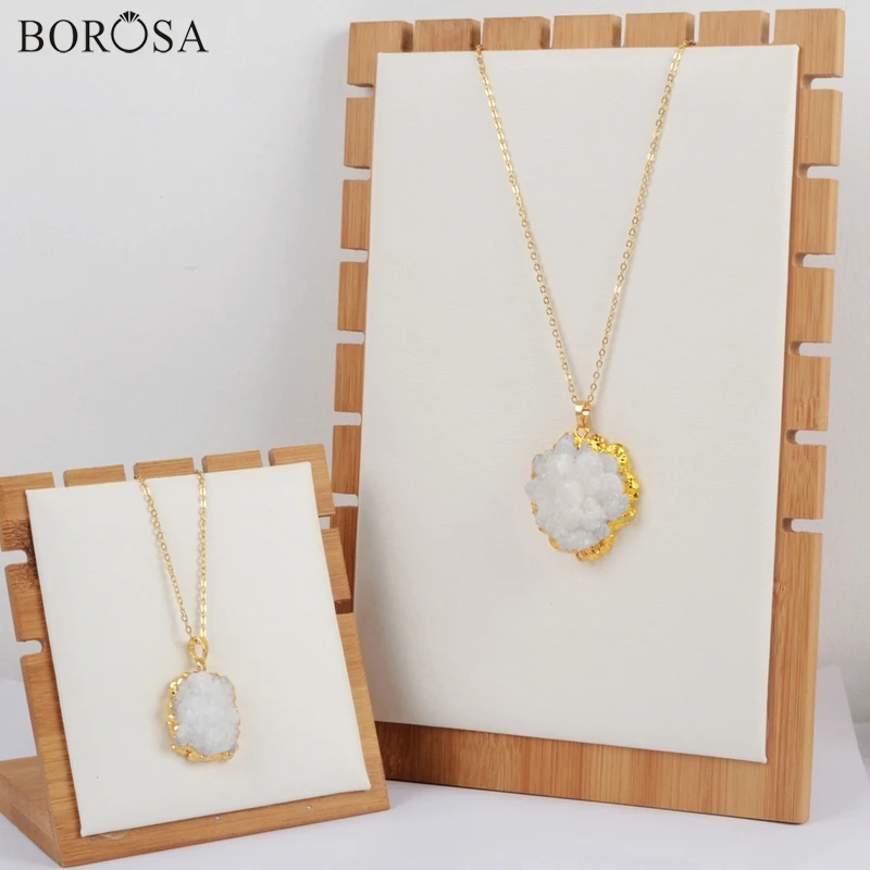 Цепочка с подвеской из натурального белого кварца на солнечной батарее 18 дюймов |