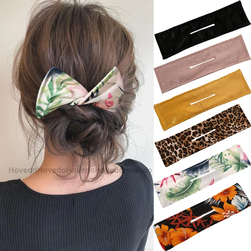 

Multicolor Knotted Deft Bun Maker Hair Bands Fashion Print Headband Braider Makers Fabric Hair Braiding Tool Hair Accessories