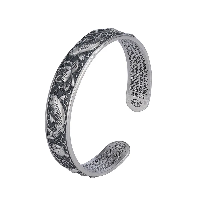 

New Retro Heart Sutra Lotus Handmade Men's And Women's Bracelets Koi Fish Bracelet Jewelry Bracelet Birthday Gift Jewelry
