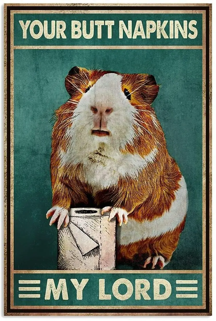 

Vintage Guinea Pig Your Napkins Retro Tin Sign, Bathroom Decoration for Bars, Restaurants, Cafes and Bars, New Year, Metal Sign