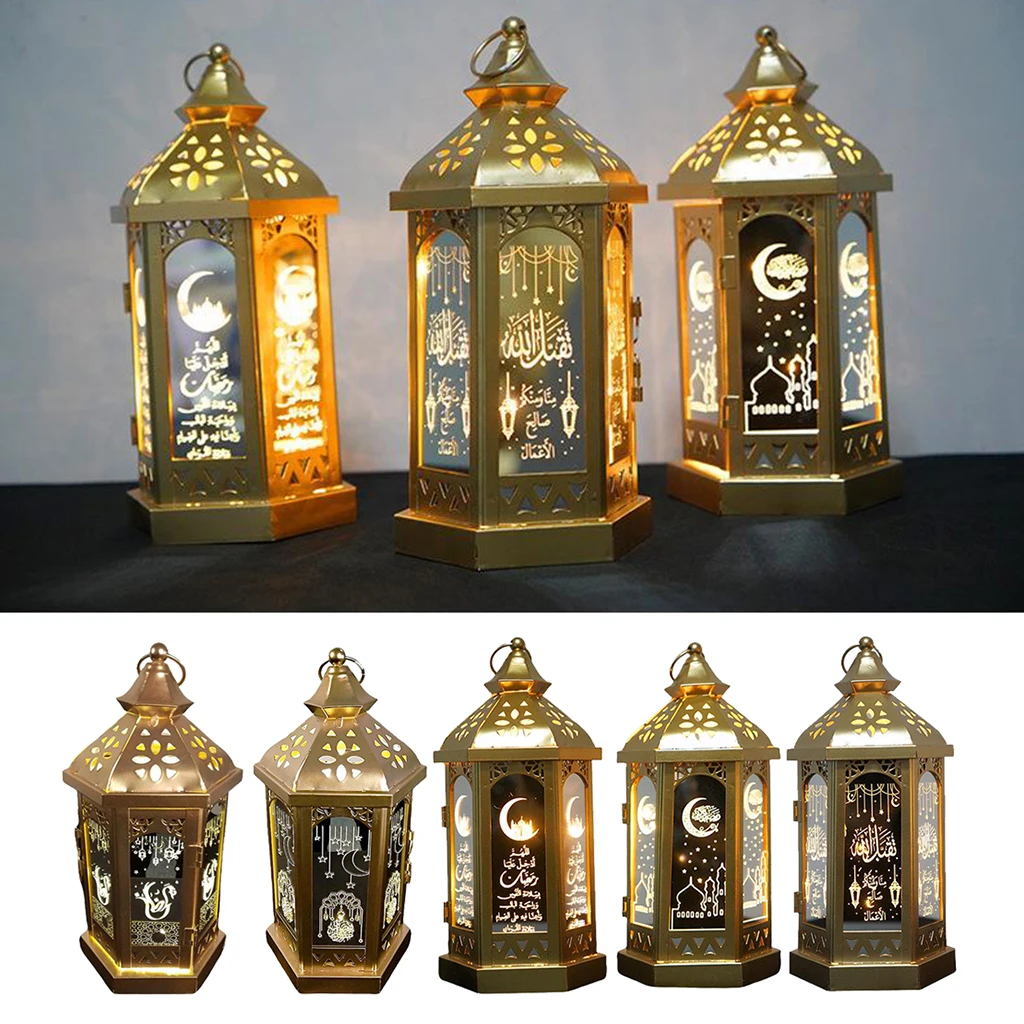 

Metal LED Lights Festival Lantern Eid Mubarak Ramadan Lamp for Home Islamic Mosque Party