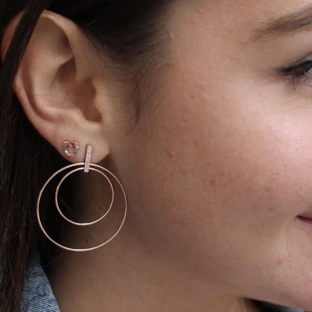 925 пробы серебряные радужные цветные с чешским покрытием полые серьги гвоздики в