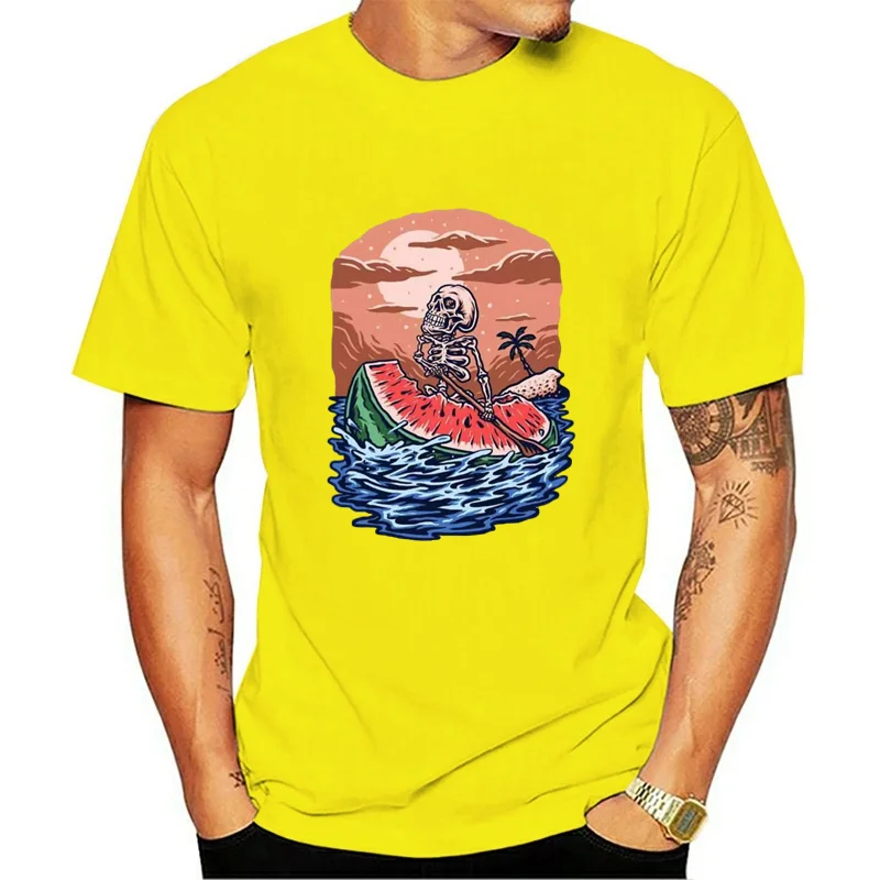 

2021 New Summer Men's Short-Sleeved T Shirt Trendy Skull Print Casual Men's And Women's Short-Sleeved T Shirt