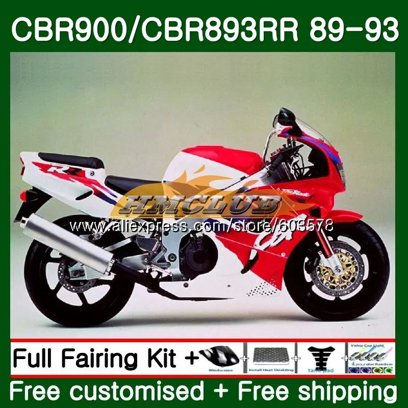 Корпус для HONDA CBR900RR CBR 893RR 1989 1990 1991 1992 92CL.50 CBR900 CBR893 RR CBR893RR 89 90 91 92 93 белые красные