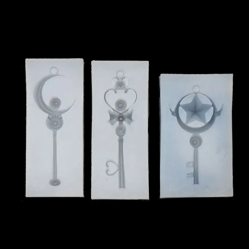 

2021 New 3Pcs Magic Wand Silicone Mold Key Star Moon Heart Shape Stick Mould Jewelry DIY