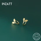 INZATT реальные 925 стерлингового серебра с рисунком растений листьев серьги гвоздики для Модные женские модные туфли в лаконичном стиле ювелирные украшения в стиле панк аксессуары