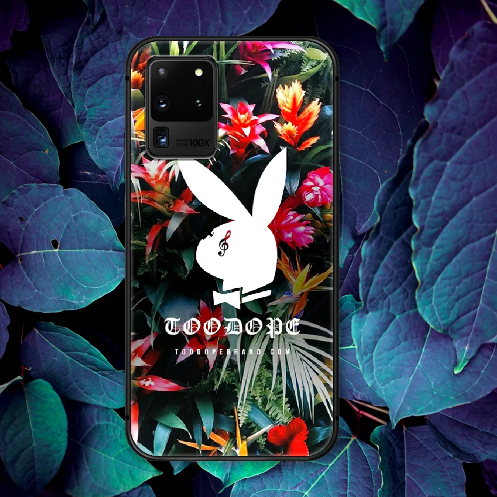 

Playboe Fashion Brand Rabbit Phone Case For Samsung Galaxy Note S 8 9 10 20 Plus E Lite Uitra black Back Soft Hoesjes Tpu Coque
