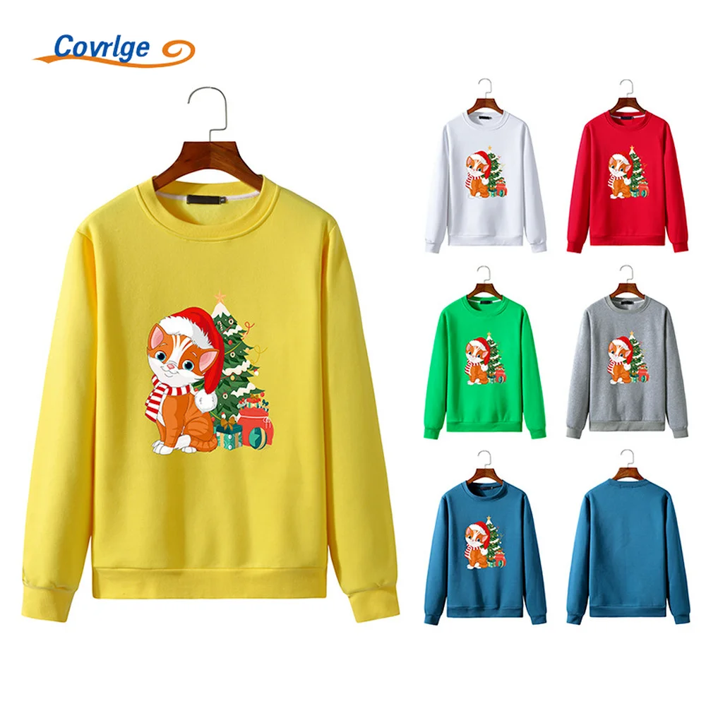

Covrlge Christmas Cat Funny Print Men’s Hoodie Autumn Winter Causal fashion New Men Crewneck Sweatshirt Streetwear Male MWW350