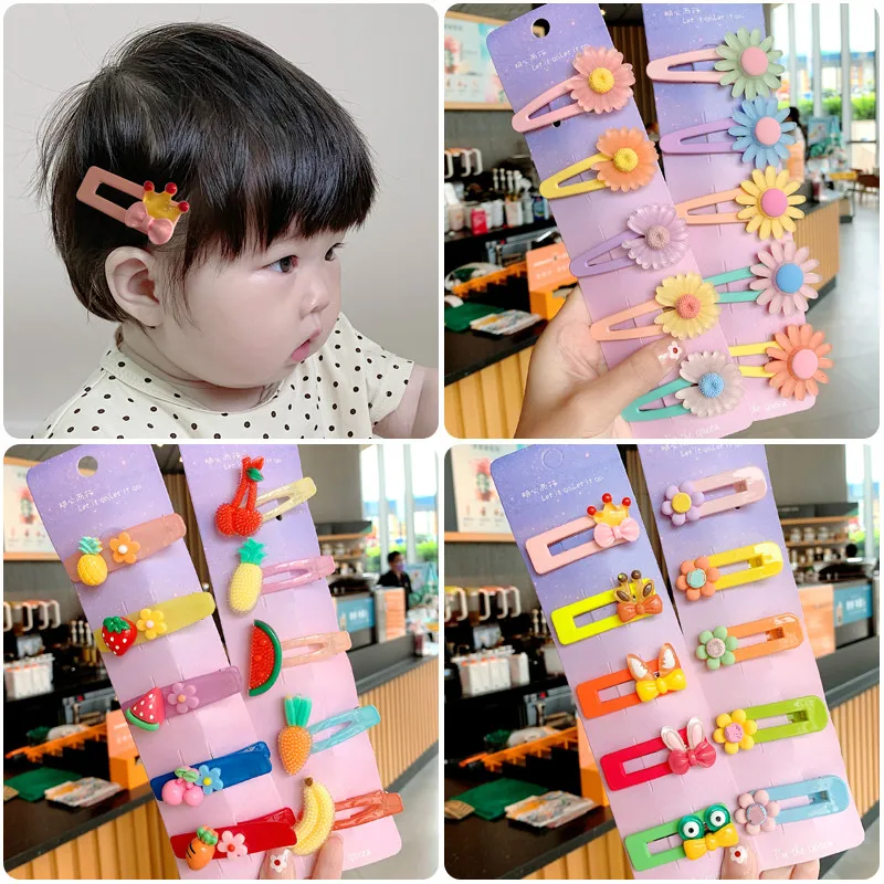 

5/7/10 Pcs/Set Children Cute Colors Cartoon Flower Fruit Carrot Ornament Hair Clips Girls Lovely Hairpins Kids Hair Accessories