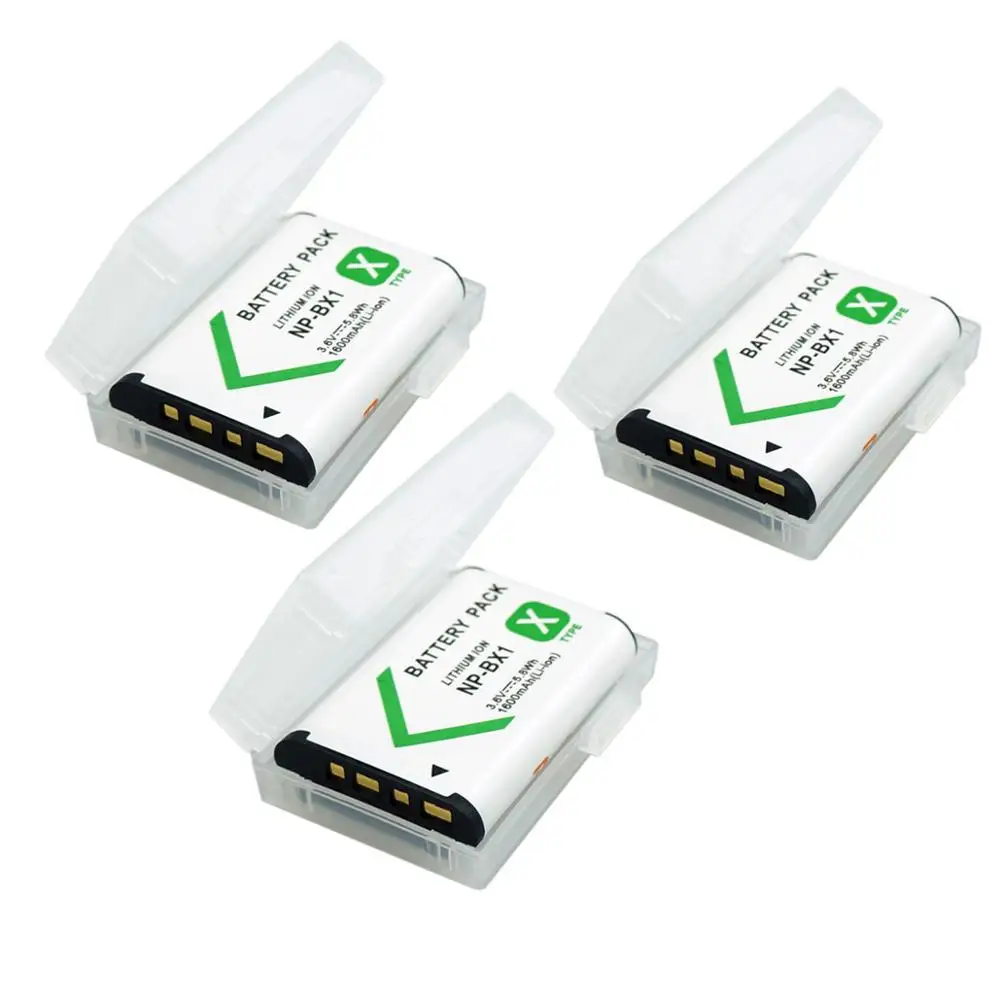 2 шт. NP-BX1 аккумуляторов NP BX1 NPBX1+ двойной bateria зарядное устройство для sony NP-BX1 HDR-AS200v AS15 AS100V DSC-RX100 X1000V WX350 RX1 - Цвет: 3x batteries