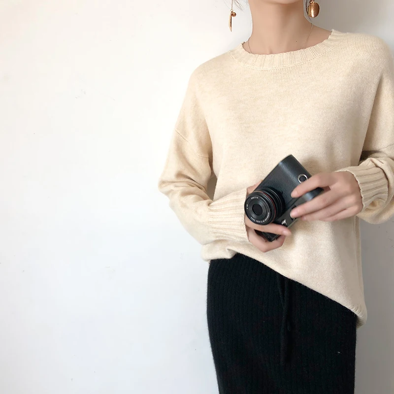 Новинка 2021 осенний и зимний свитер Женский пуловер с круглым вырезом вязаный